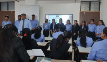 MBA students participating in group discussion activity during placement training session at DYPIMED Pune