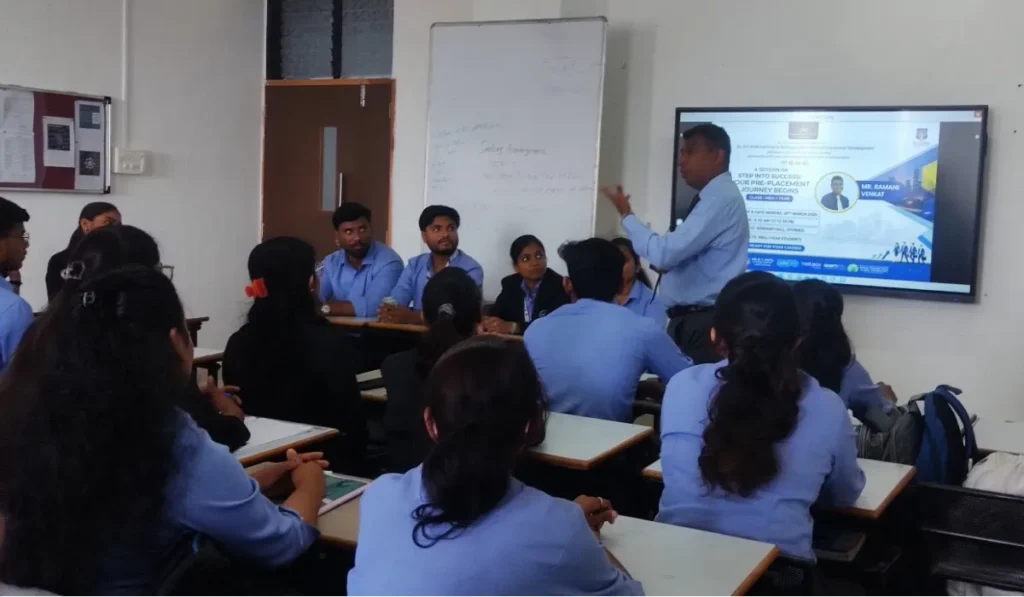 Interactive group discussion session for MBA students at DYPIMED Pune placement training